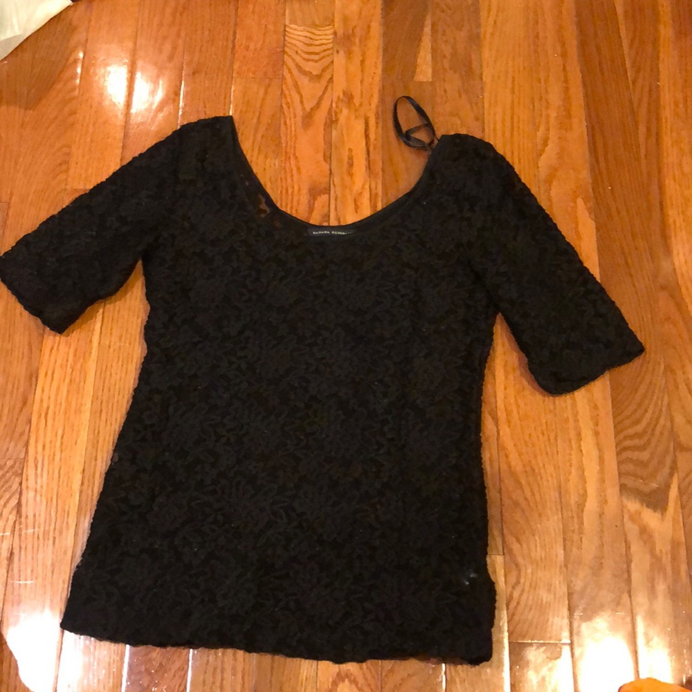 Banana republic sheer black jacquard top